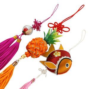 Lot 3 Chinese New Year Good Luck Charms Fish Pineapple Tassel Feng Shui